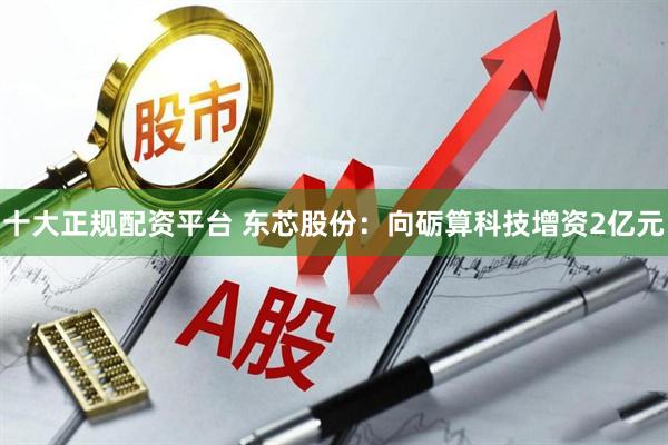 十大正规配资平台 东芯股份：向砺算科技增资2亿元